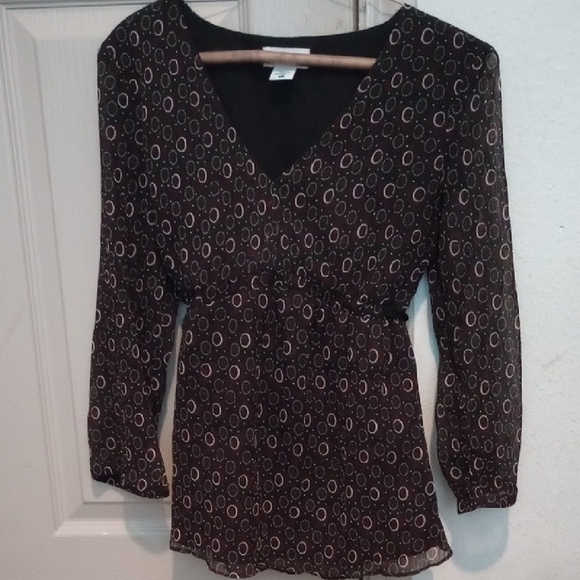 💙3/$15 NWOT Motherhood Maternity Fully Lined Patterned Blouse W/Tie Back - Picture 1 of 5